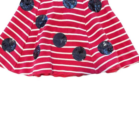 Mini Boden Girls Red White Striped Dress Sequin Polka Dots Long Sleeve 4-5 year - Picture 2 of 8